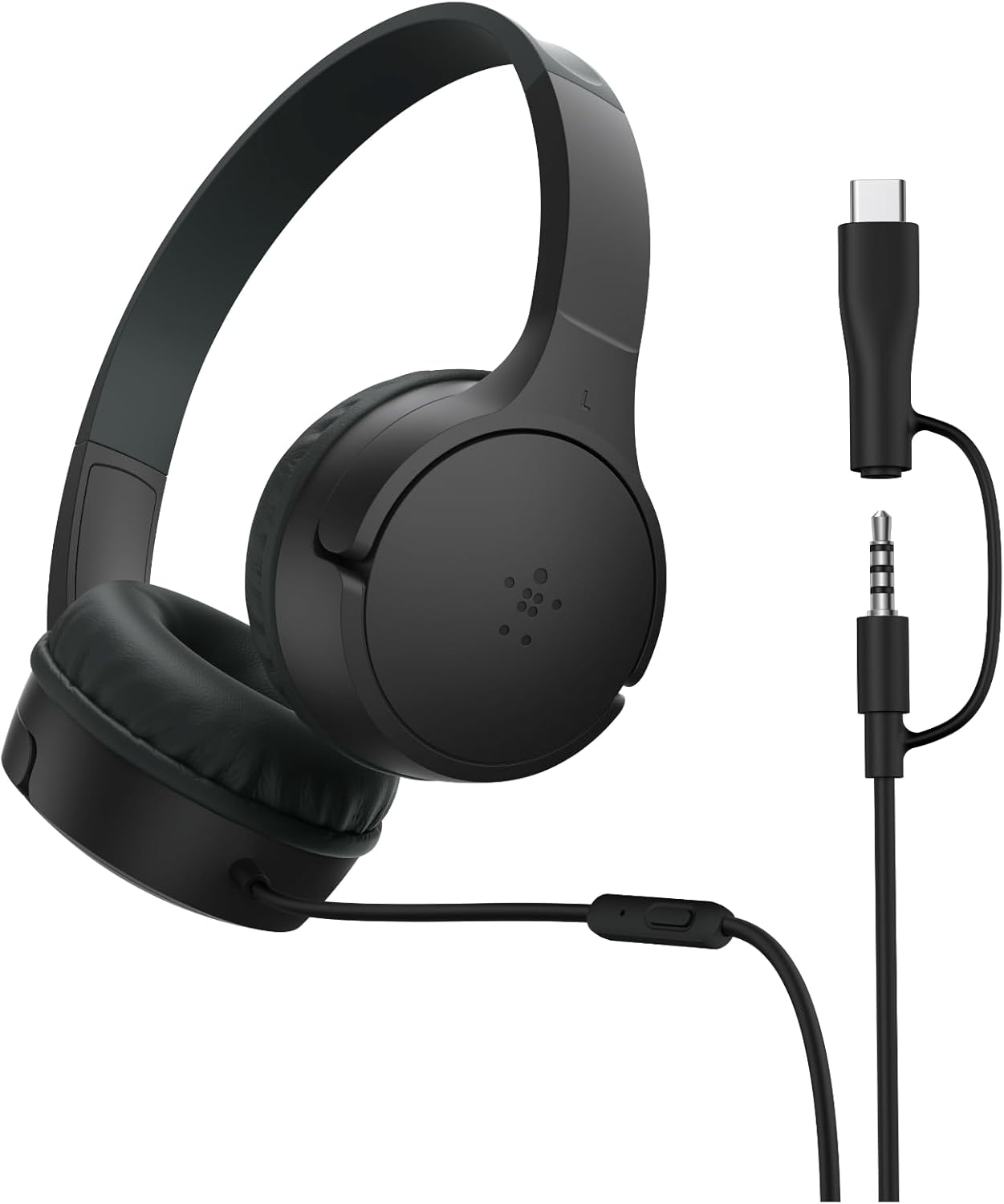 Skullcandy Grom Over-Ear Wired Headphones for Kids, Volume-Limiting, Share Audio Port, Microphone, Work with Bluetooth Devices and Computers - Bone Seafoam