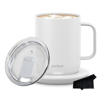 Ember Temperature Control Smart Mug 2, 14 oz, App Controlled Heated Coffee Cup, Double your battery life when you pair Ember Mug with an Ember Sliding Lid, Signature Series Cloth