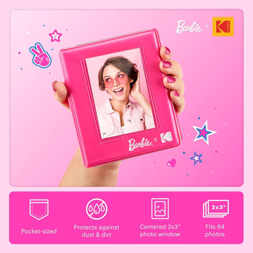 Kodak x Barbie 64-Photo Mini Photo Album with Transparent Window Cover for Barbie Instant 2x3” ZINK Zero Ink Photo Paper