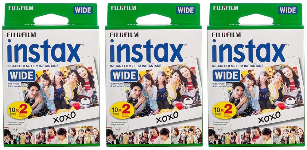 Wide Instant Film, White, 20 Exposures (3 Boxes)