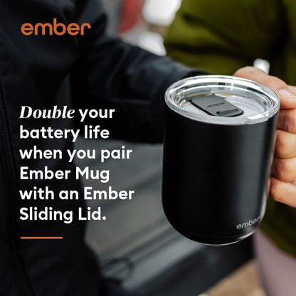 Ember Temperature Control Smart Mug 2, 14 oz, App Controlled Heated Coffee Cup, Double your battery life when you pair Ember Mug with an Ember Sliding Lid, Signature Series Cloth