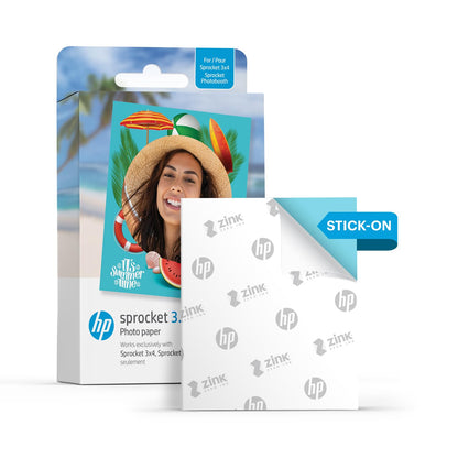 HP Sprocket 3.5 x 4.25” Zink Sticky-Backed Photo Paper (20 Pack) Compatible Sprocket 3x4 Photobooth and Photo Printer