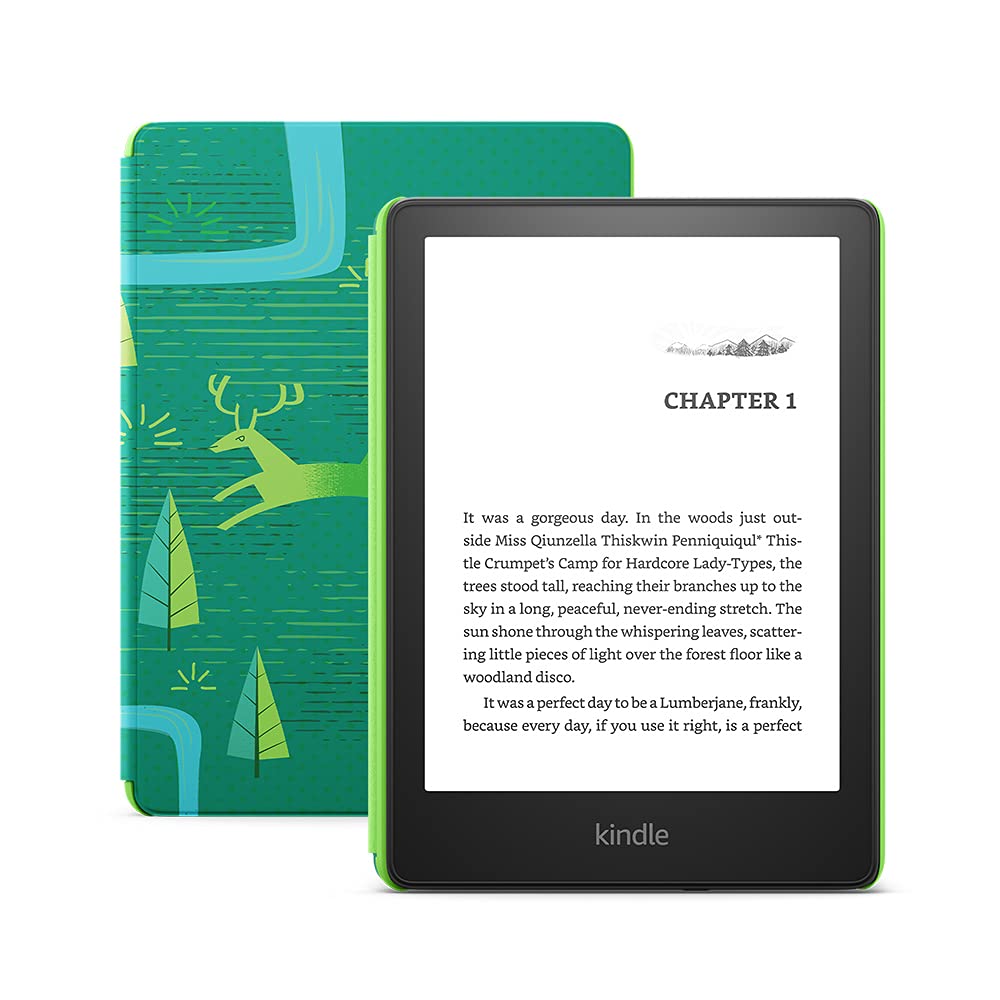 Kindle Paperwhite Kids - kids read, on average, more than an hour a day with their Kindle - 16 GB, Emerald Forest