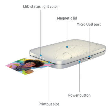 HP Sprocket Select Portable 2.3x3.4" Instant Photo Printer (Eclipse) Print Pictures on Zink Sticky-Backed Paper from your iOS & Android Device.,White