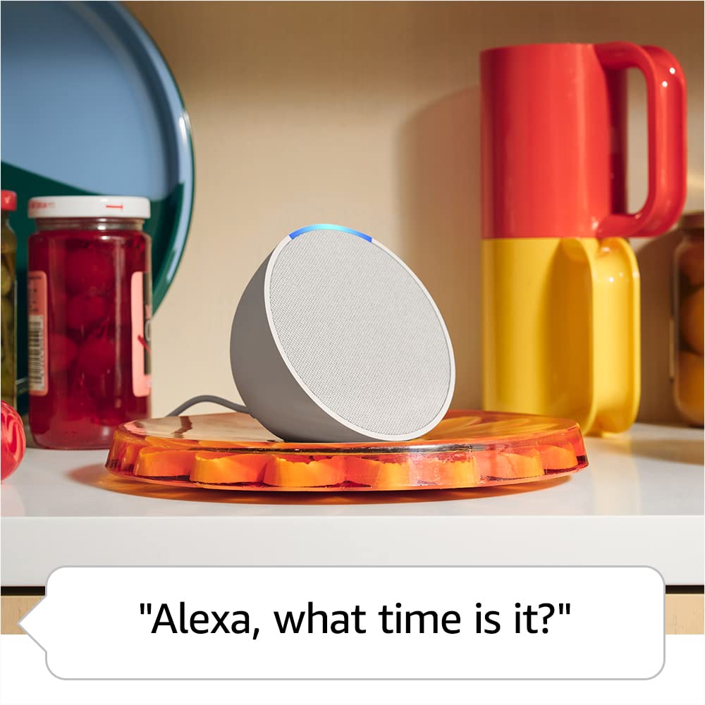 Amazon Echo Pop (newest model), Our smallest Alexa speaker, Fits in any room, Glacier White