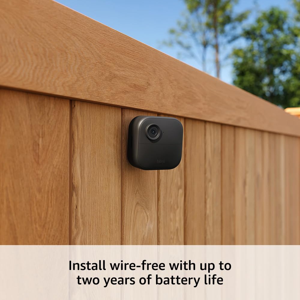 Blink Outdoor 4 (newest model), Wireless smart security camera, two-year battery, 1080p HD day and infrared night live view, two-way talk - 1 camera system
