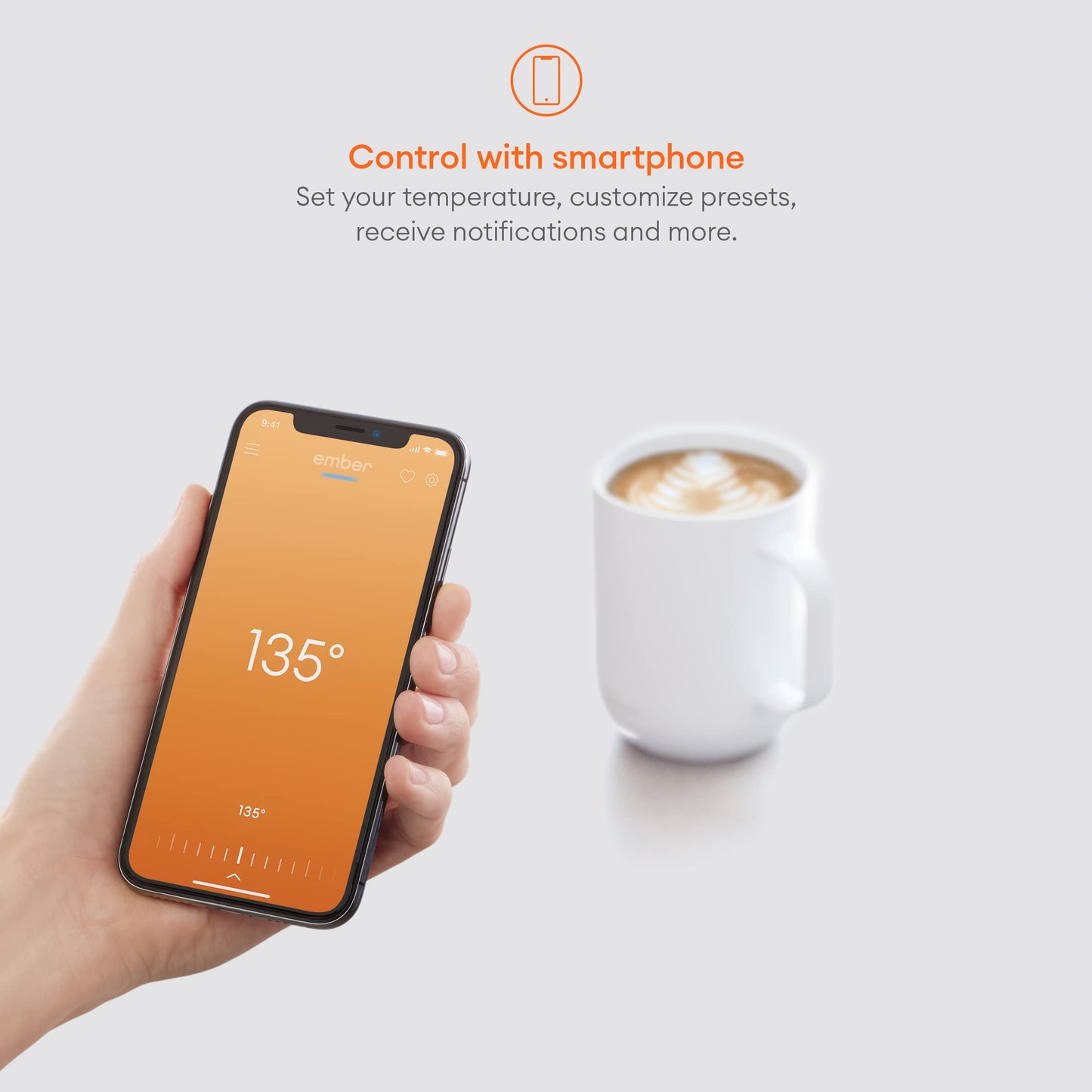 Ember Temperature Control Smart Mug 2, 14 oz, App Controlled Heated Coffee Cup, Double your battery life when you pair Ember Mug with an Ember Sliding Lid, Signature Series Cloth