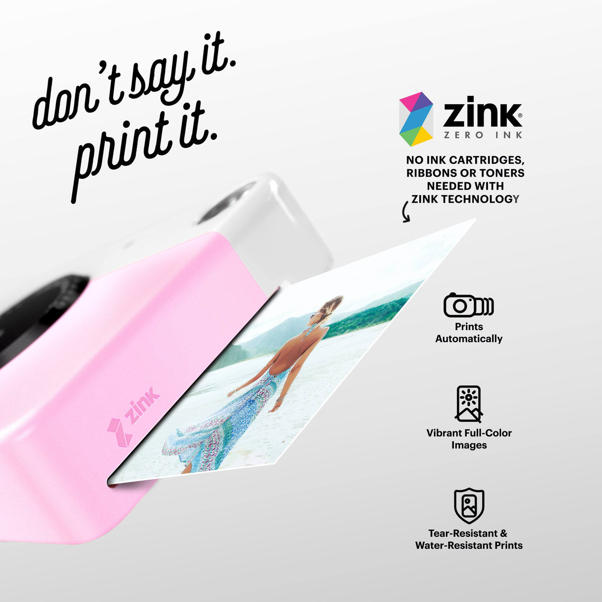 Kodak Printomatic Instant Print Camera, 2x3 Zink Prints - Pink