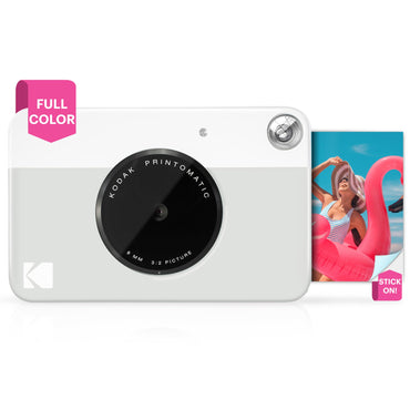 KODAK Printomatic Full-Color Instant Print Digital Camera - Colorful Photos On Zink 2x3" Sticky-Back Photo Paper - 5MP, Portable, Creative Fun Gift for Birthday, Christmas, Holiday - Grey