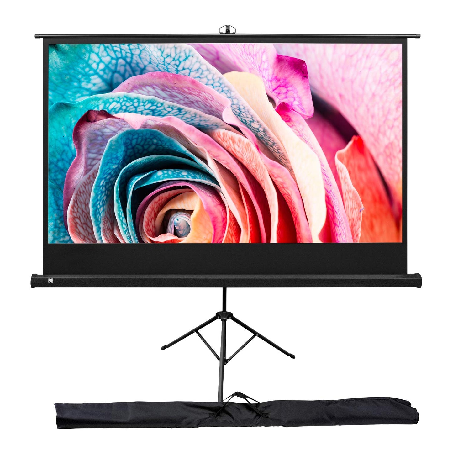 KODAK 100” Projection Screen | Portable Lightweight White 16:9 Projector Screen, Adjustable Tripod Stand & Storage Carry Bag | Adjustable Height & Easy Assembly for Home, Office, School & Church