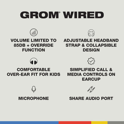 Skullcandy Grom Over-Ear Wired Headphones for Kids, Volume-Limiting, Share Audio Port, Microphone, Work with Bluetooth Devices and Computers - Bone Seafoam
