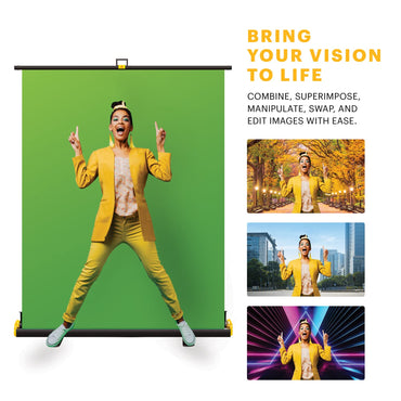 KODAK Green Screen | Portable Collapsible Chroma Key Backdrop & Built-in Stand for Video & Photo Shoots | Auto Lock Frame, Retractable Panel, Compact Aluminum Hard Case & Carry Handle | Quick Setup!