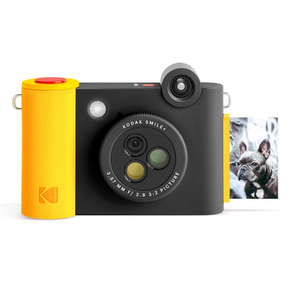 KODAK Smile+ 2-in-1 Digital Instant Print Camera & Wireless Bluetooth Photo Printer - 10MP, Special-Effect Rotating Lens, Zink 2x3” Sticky-Back Photos, Print via Fun App from Smart Devices - Black