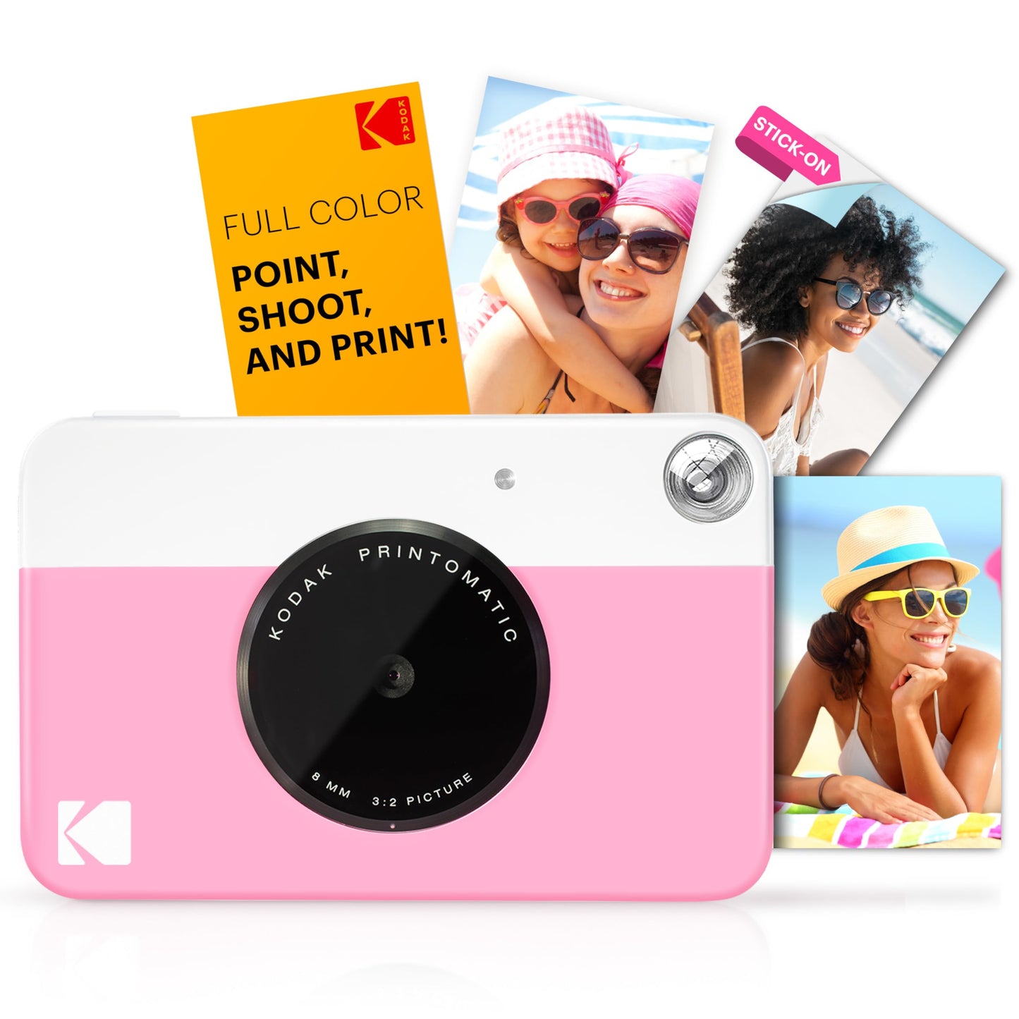 KODAK Printomatic Full-Color Instant Print Digital Camera - Colorful Photos On Zink 2x3" Sticky-Back Photo Paper - 5MP, Portable, Creative Fun Gift for Birthday, Christmas, Holiday - Pink