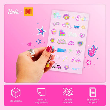 Kodak x Barbie Colorful & Decorative Barbie-Themed Sticker Sets - 50+ Iconic Barbie Stickers for Decorating Your Zink Camera, Printer, Scrapbook, Journal, and More