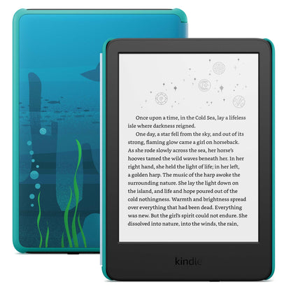 Amazon Kindle Kids 16GB (newest model) - If it breaks, we will replace it, includes ad-free books and cover, with glare-free display, faster page turns - Ocean Explorer