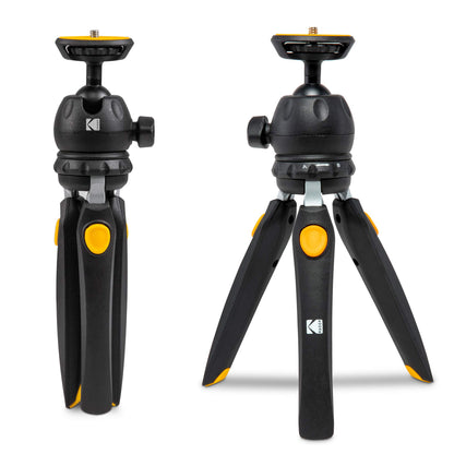 Kodak Mini Tripod for Luma 75, Luma 150, Luma 350 with 360° Ball Head, Adjustable Compact 9” Tabletop Tripod, 5-Position Legs, Rubber Feet, Smartphone & Action Camera Adapters Included