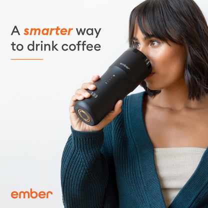 Ember Travel Mug 2+, 12 oz, Temperature Control Smart Travel Mug, Stainless Steel, Slate Black (with Apple Find My)