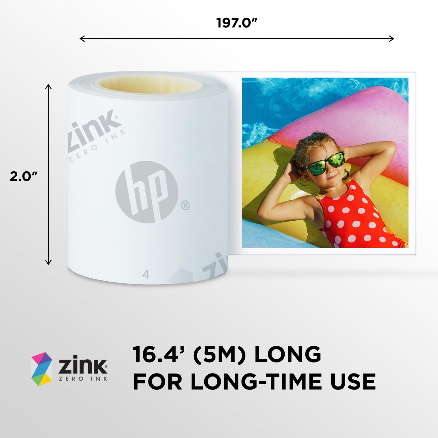 HP Sprocket Panorama 16.4’ (5 Meter) Zink Paper Roll - Zink Zero-Ink Sticky Backed, Smudge-Proof Instant Photo Paper Roll. Compatible with HP Sprocket Panorama Photo and Label Printer