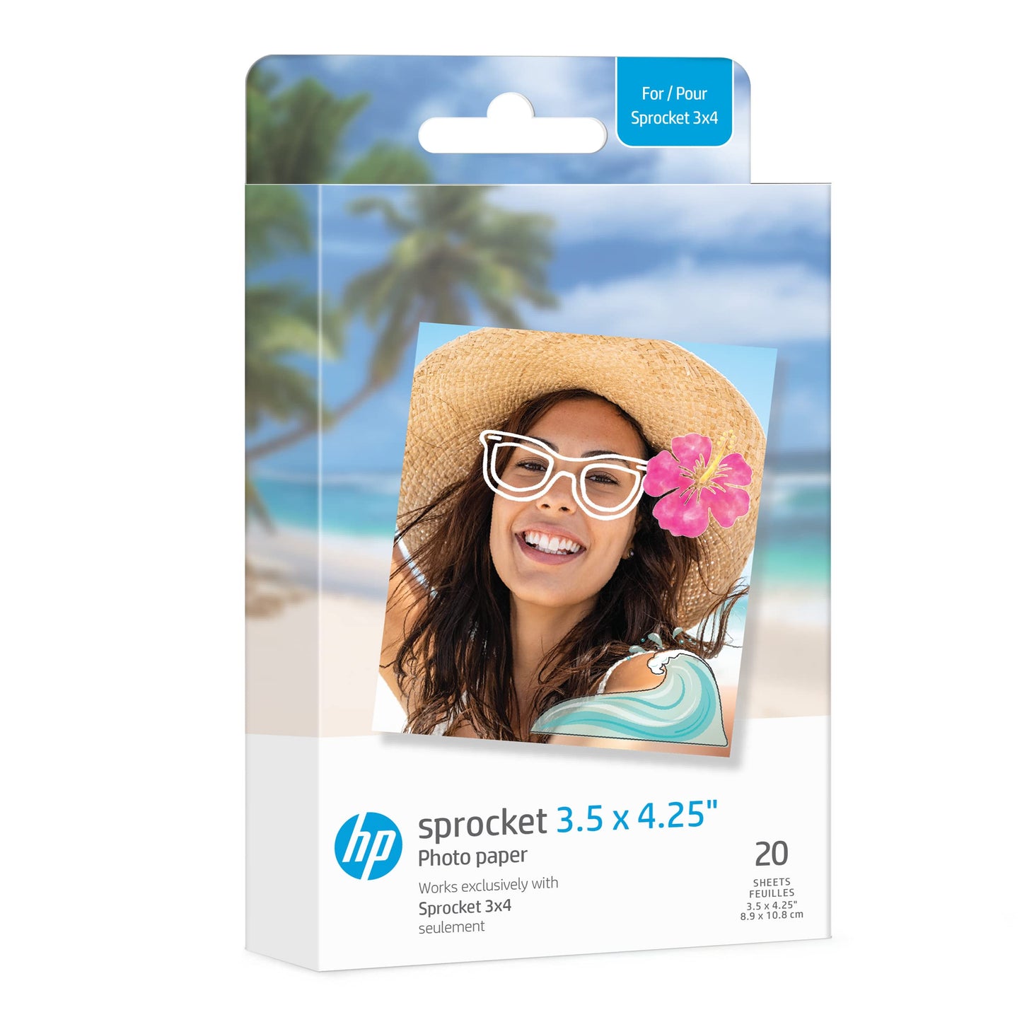 HP Sprocket 3.5 x 4.25” Zink Sticky-Backed Photo Paper (20 Pack) Compatible Sprocket 3x4 Photobooth and Photo Printer