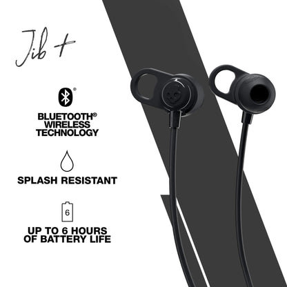 Skullcandy Jib+ Wireless Earbuds, Bluetooth Headphones, Up to 6 Hrs Battery, Noise Isolating Fit, Sweat Resistant, Built-in Microphone, iPhone Android, Ear Gel Sizes Included for Custom Fit - Black
