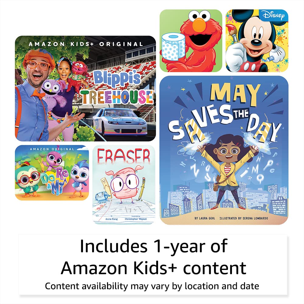 Amazon Fire 7 Kids tablet (newest model) ages 3-7. Top-selling 7" kids tablet on Amazon. Set time limits, age filters, educational goals, and more with parental controls, 16 GB, Blue