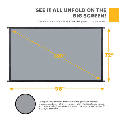 KODAK 120” Replacement Dual Projector Screen | Fast Fold Gray Front & Rear Projection Backdrop for Outdoor & Indoor Movies | Easy Clean, Glare Proof, Wrinkle Free Fabric