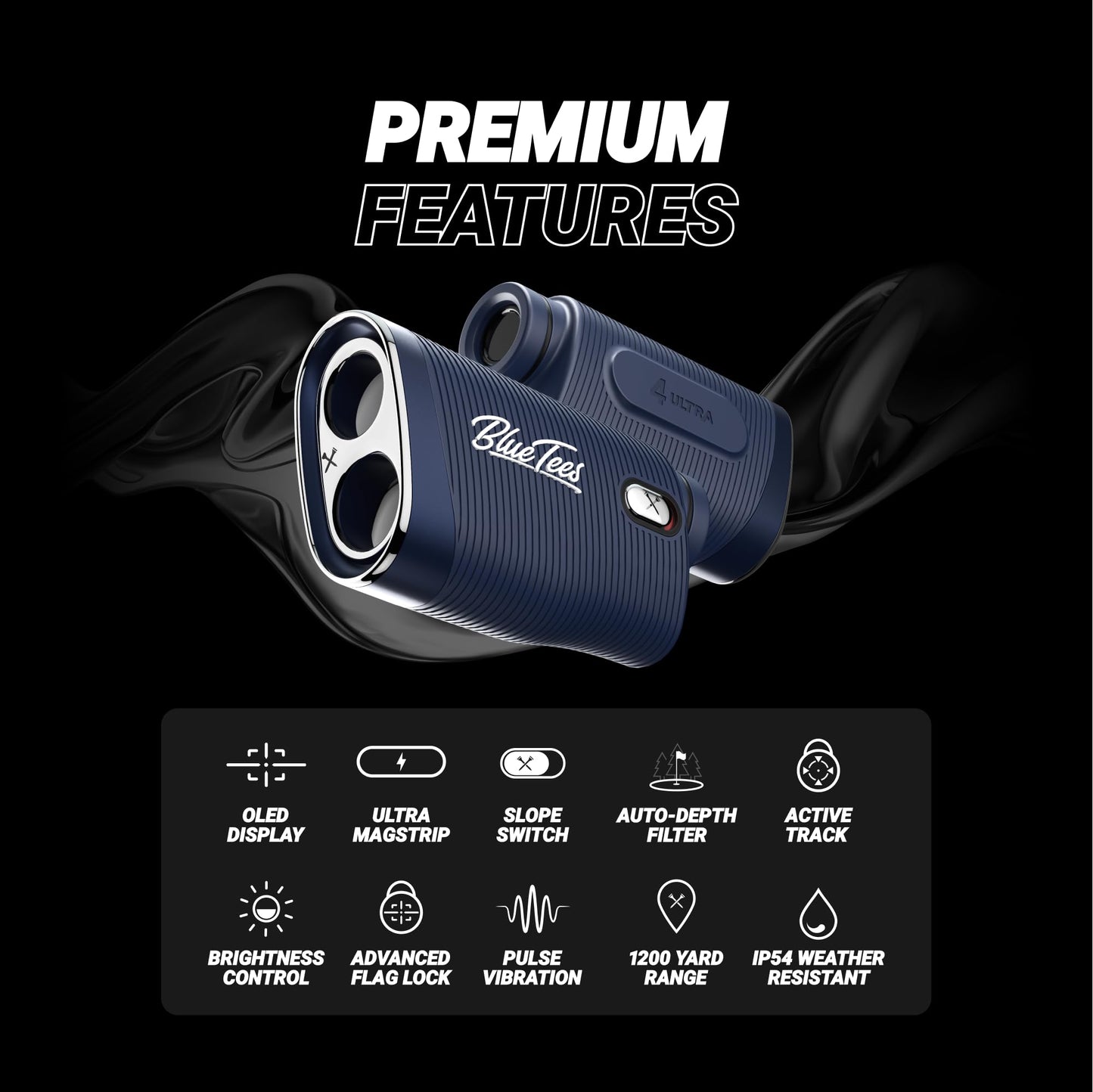 Blue Tees Golf Series 4 Ultra Golf Rangefinder with Slope Switch (Navy)