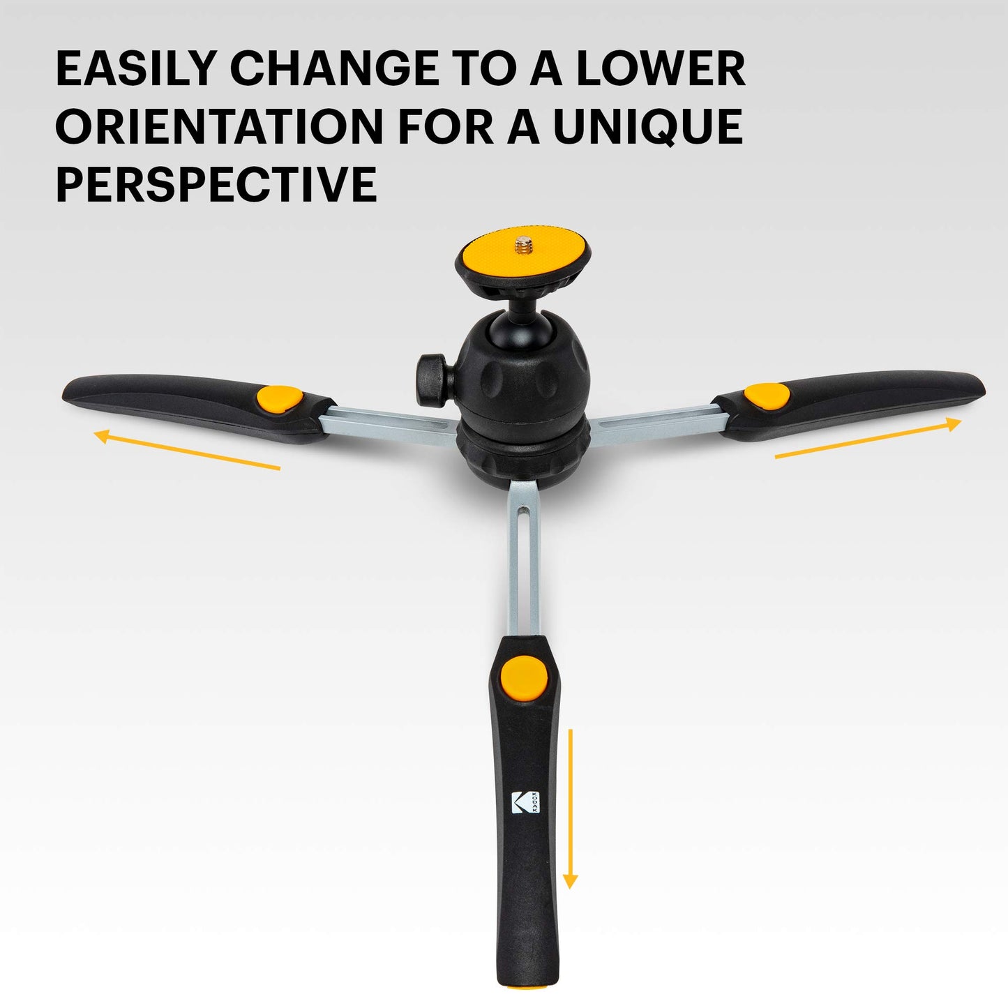 Kodak Mini Tripod for Luma 75, Luma 150, Luma 350 with 360° Ball Head, Adjustable Compact 9” Tabletop Tripod, 5-Position Legs, Rubber Feet, Smartphone & Action Camera Adapters Included