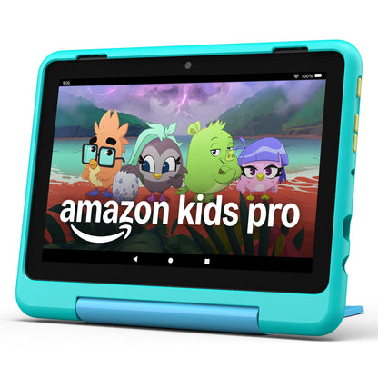 Amazon Fire HD 8 Kids Pro tablet, ages 6-12. Bright 8" HD screen, includes ad-free content, parental controls, 13-hr battery, slim case for older kids, 64GB, Hello Teal, (2024 release)