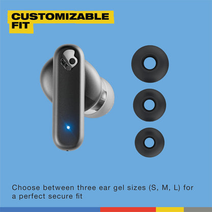 Skullcandy Smokin’ Buds Wireless Earbuds, Bluetooth Headphones, Noise Isolating Fit, Up to 20 Hours Battery, IPX4 Sweat and Water Resistant, Microphone for iPhone Android - Midnight Smoke