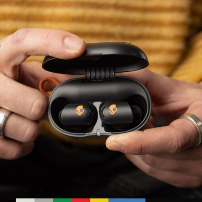 Skullcandy Sesh ANC Active Wireless Earbuds, Bluetooth Headphones, Noise Cancelling, Up to 48 Hours Battery, Stabilizing Fit Grip, Sweat and Waterproof, Microphone for iPhone Android - Black/Orange
