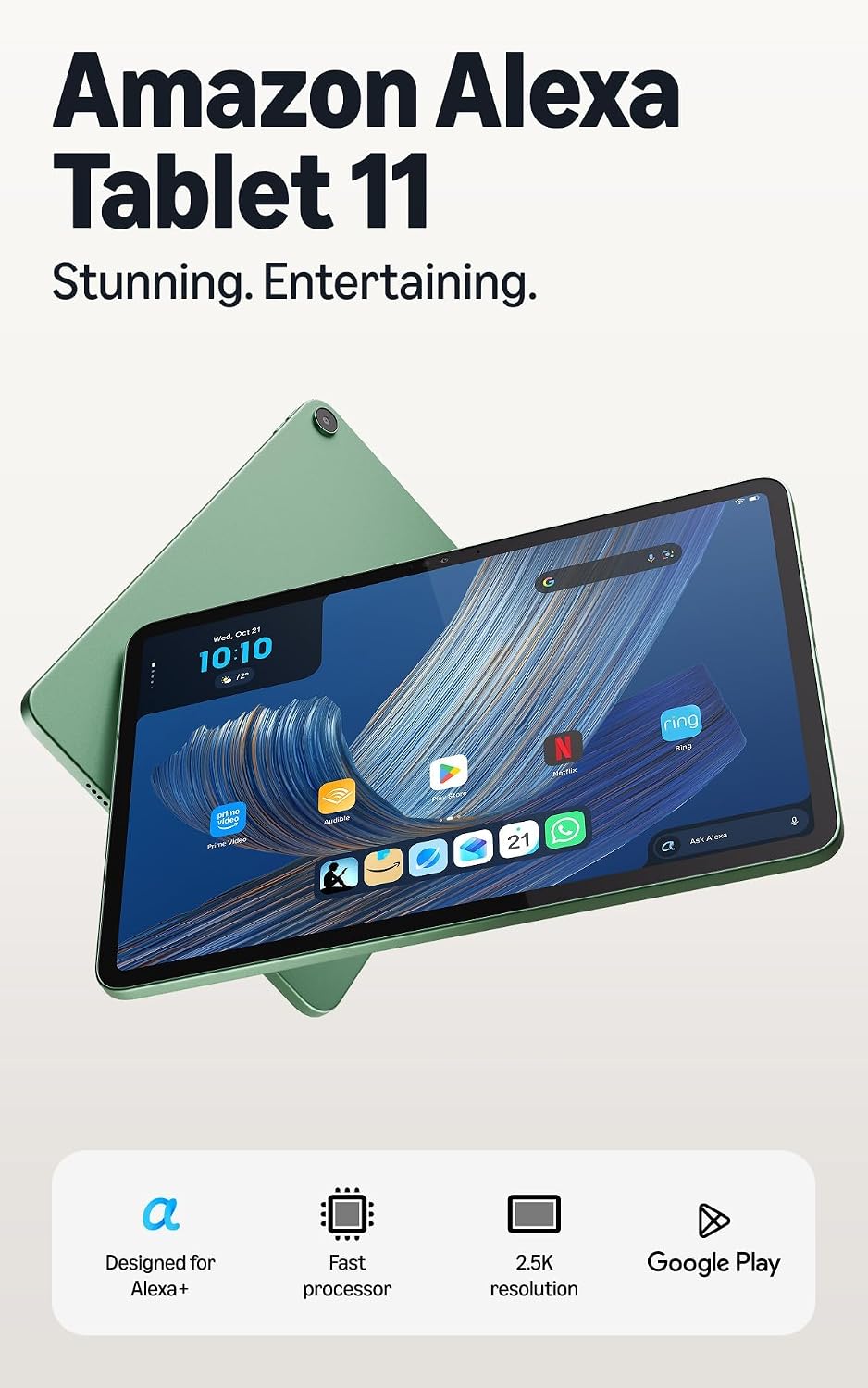 Amazon Alexa Tablet 11 8GB RAM 128GB 11" 2.5K Tablet with Alexa+ and Google Play - Matcha