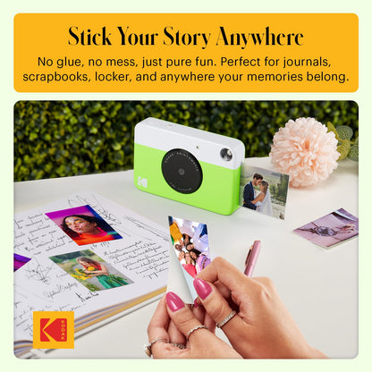 KODAK Printomatic Full-Color Instant Print Digital Camera - Colorful Photos On Zink 2x3" Sticky-Back Photo Paper - 5MP, Portable, Creative Fun Gift for Birthday, Christmas, Holiday - Green