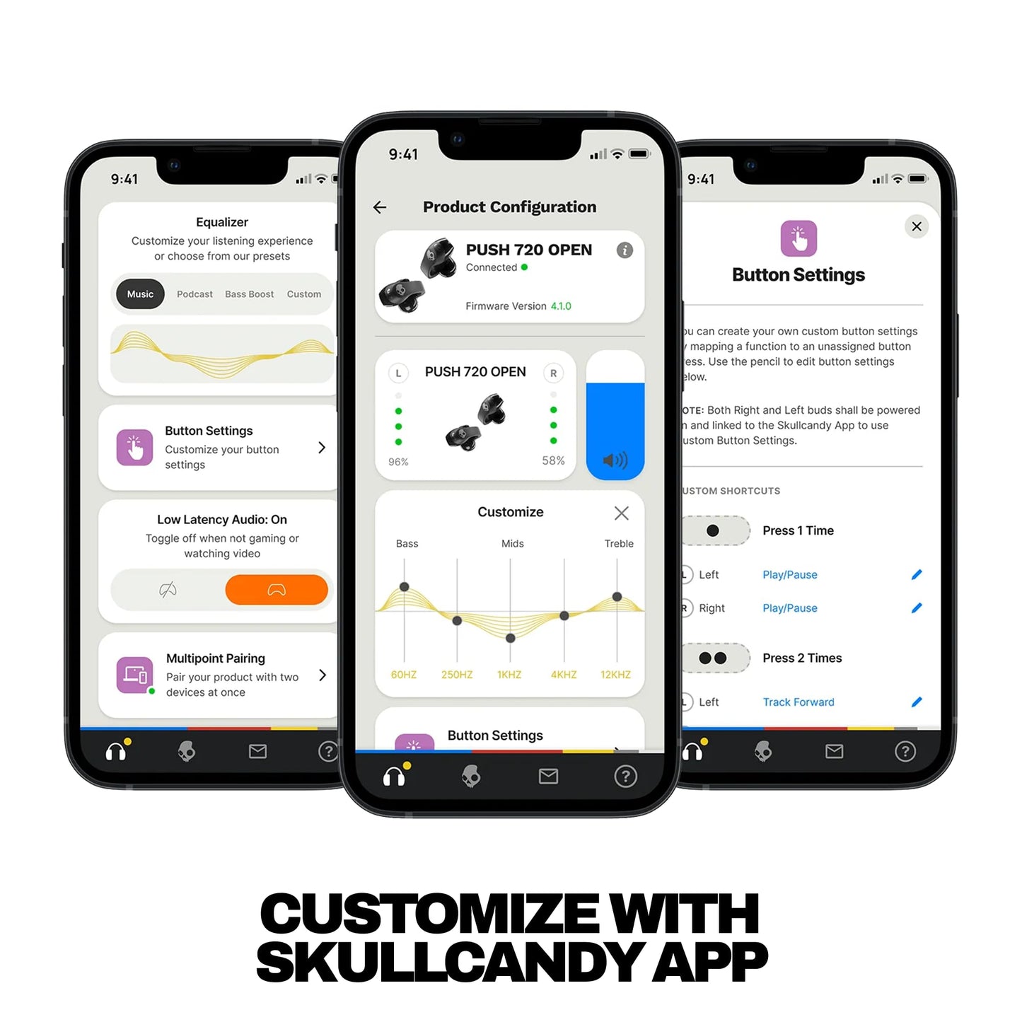 Skullcandy Push 720 Open Wireless Open Ear Bluetooth Earbuds, Headphones, Waterproof, Clip-On Lightweight Design, 30 Hours Battery, Wireless Charging Pouch, Microphone for iPhone Android - True Black