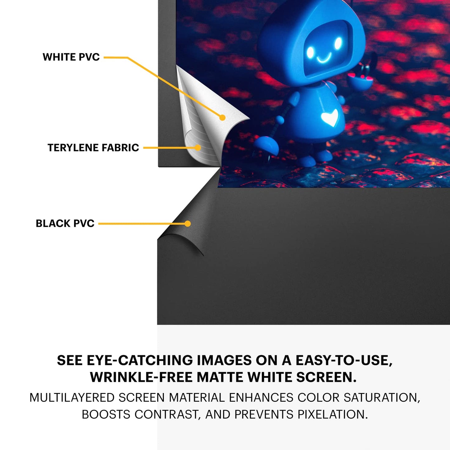 KODAK Portable Projector Screen | 60” Indoor & Outdoor 16:9 Video Projection Surface & Stand with Carry Handle | 1080p, 4K/8K UHD, 3D & HDR Ready | Fast Setup for Movies, Office Presentations & More