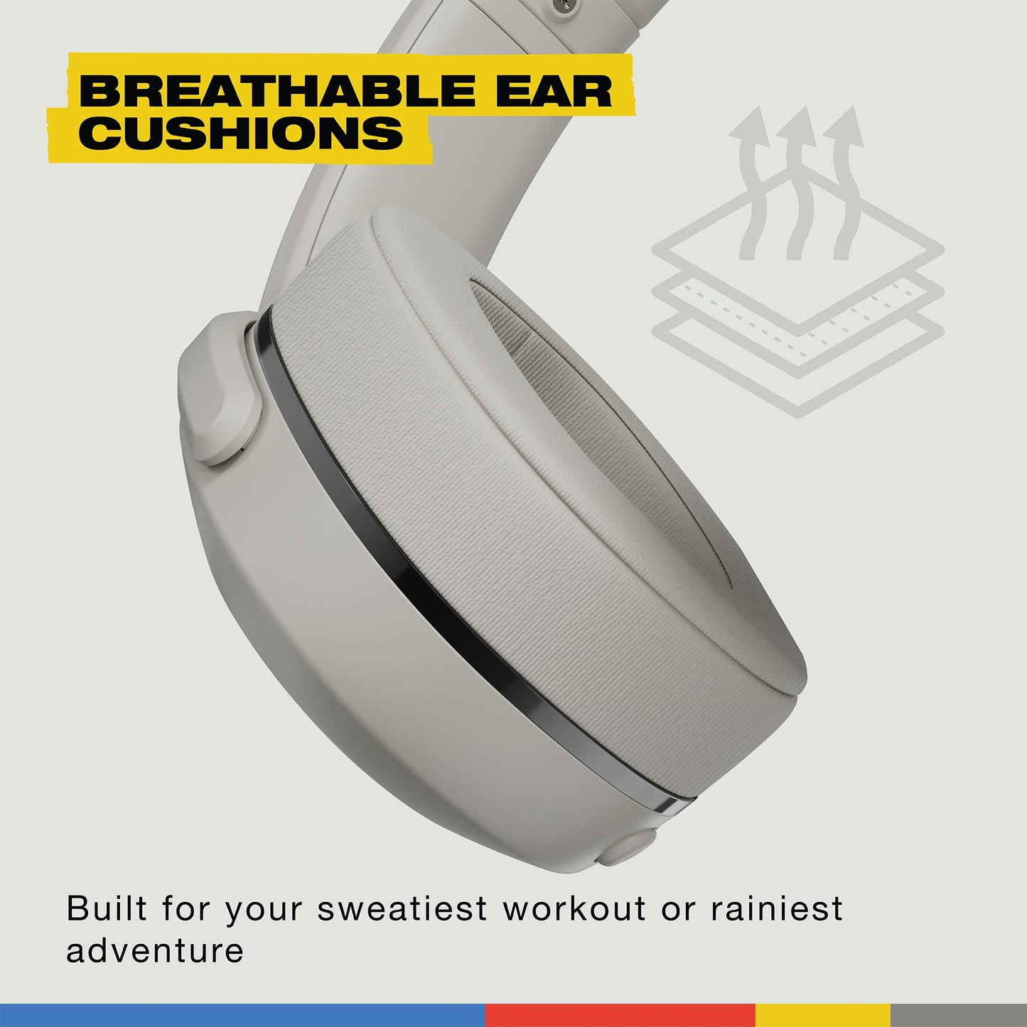 Skullcandy Crusher 540 Active Wireless Bluetooth Headphones with Multi-Sensory Bass, Noise Isolating Over-Ear Fit, Sweat and Water Resistant, 40 Hours Battery, Microphone for iPhone Android - Concrete