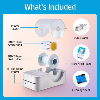 HP Sprocket Panorama Instant Color Label & Smartphone Photo Printer - Portable - Personalize Prints 2” x .5”- 9” on Zink Sticky-Back Photos - Create Photobooth Strips & Custom Designs in App - Grey