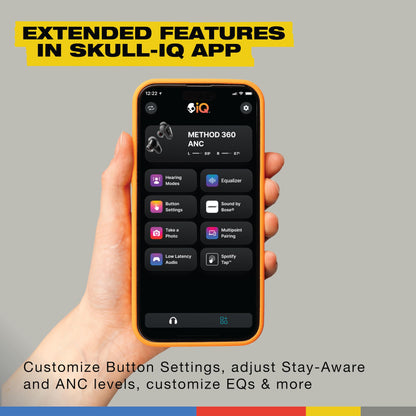 Skullcandy Method 360 ANC Wireless Earbuds, Sound by Bose, Bluetooth Headphones, Premium Noise Cancelling, Up to 40 Hrs Battery, Sweat and Water Resistant, Microphone for iPhone Android - True Black