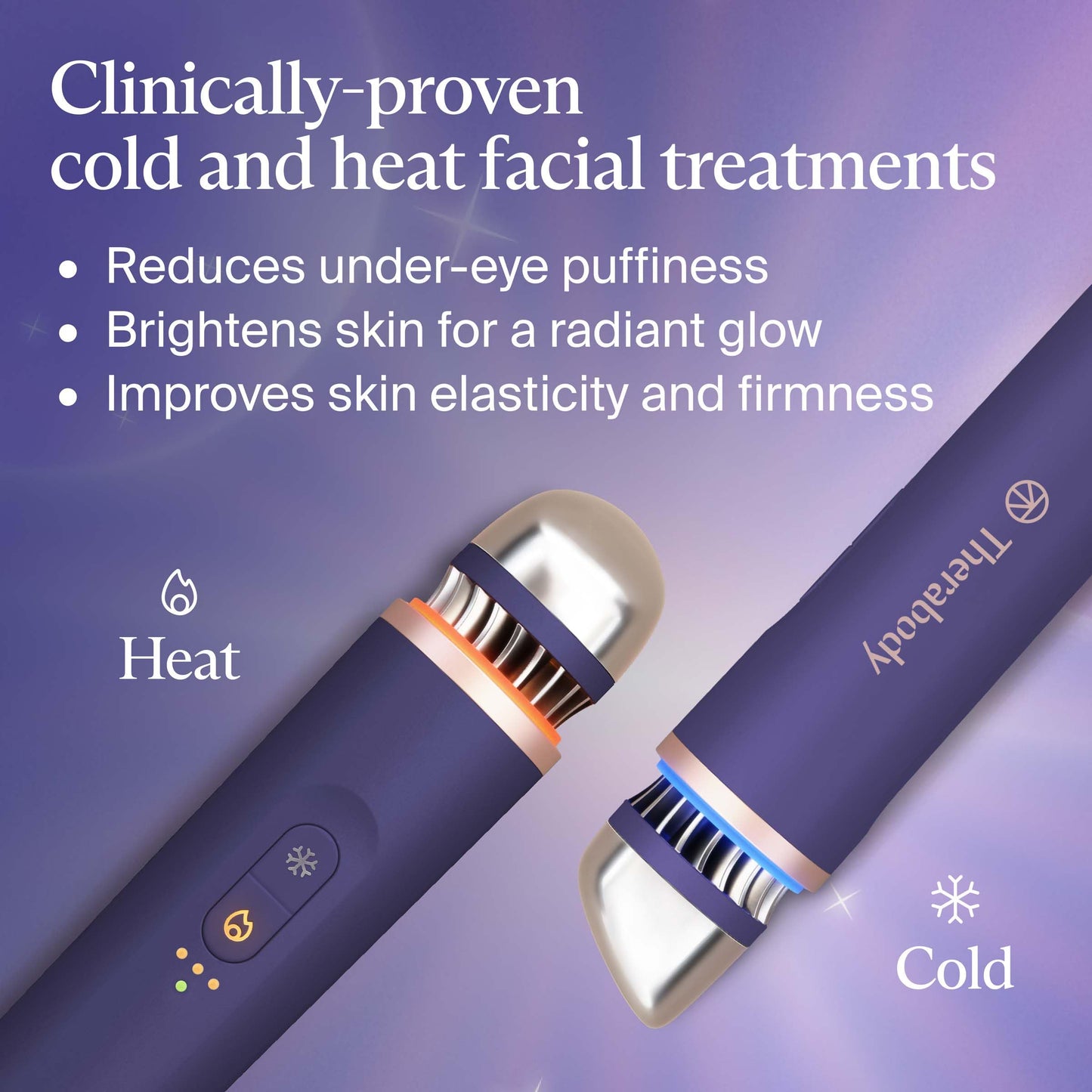 Therabody TheraFace Depuffing Wand - Cold and Heat Skincare Treatment to Depuff and Glow; Beauty Wand, Face Roller and Eye Massager for Eye Puffiness, Dark Circles and Skin Radiance (Indigo)