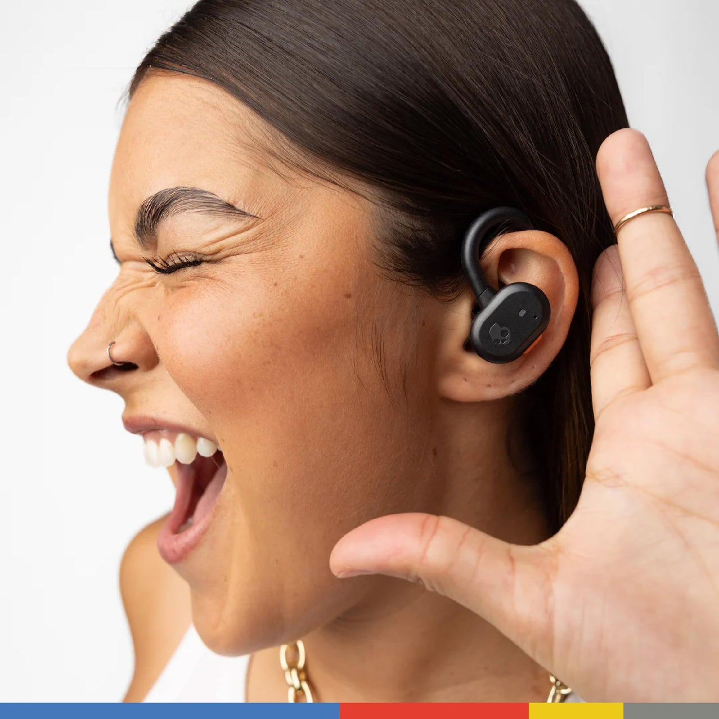 Skullcandy Push Active Wireless Earbuds, Bluetooth Headphones, Noise Isolating, 44 Hrs Battery, Secure-Fit Over-Ear Hanger, Sweat and Water Resistant, Microphone for iPhone Android - True Black/Orange