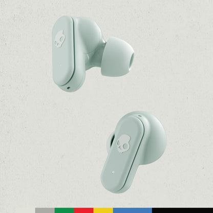 Skullcandy Dime Evo Wireless Earbuds, Bluetooth Headphones, Noise Isolating Fit, Up to 36 Hours Battery, Microphone for iPhone Android, Easy Carry with Clip-Anywhere Case - Preppy Sage