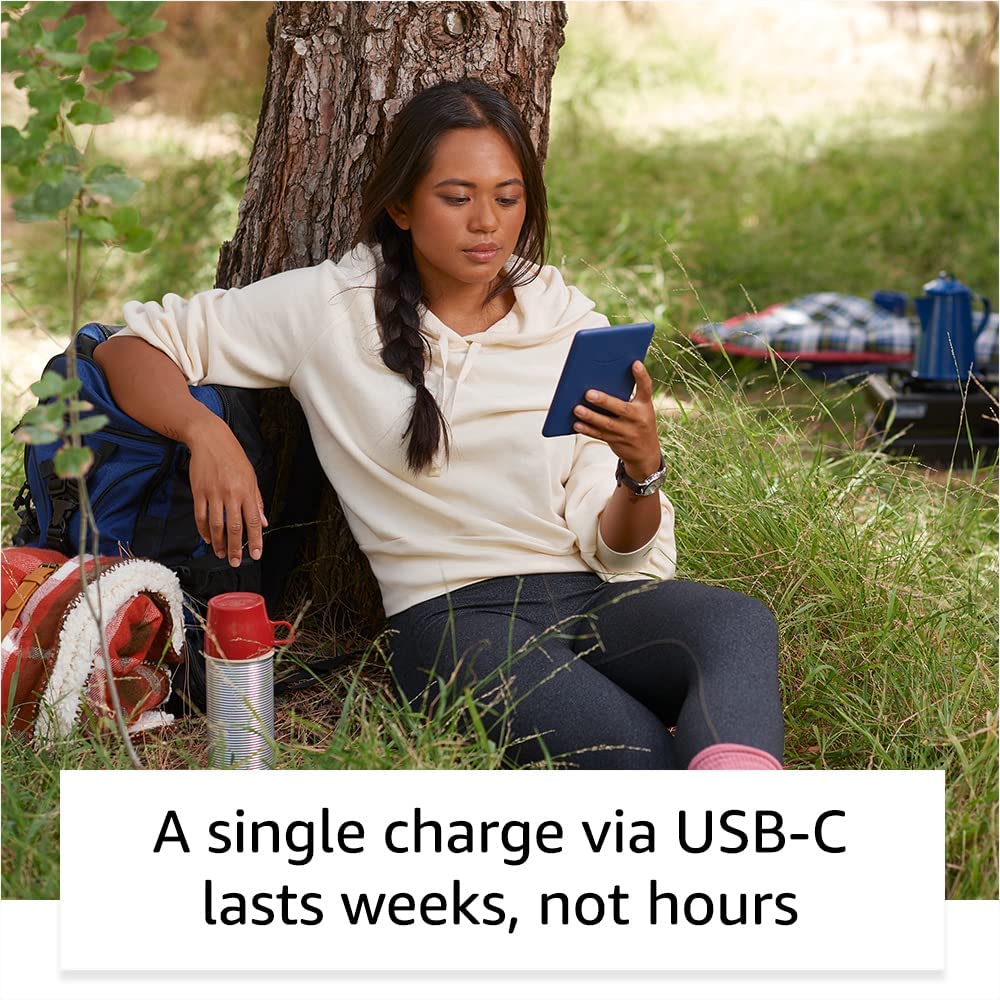 International Version - Kindle - The lightest and most compact Kindle, now with a 6” 300 ppi high-resolution display, and 2x the storage - Denim