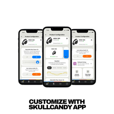 Skullcandy Hesh 360 Wireless Over-Ear Bluetooth Headphones, Up to 100 Hours Battery, Noise Isolating Fit, Flat-Folding Collapsible Design, Microphone iPhone Android - True Black