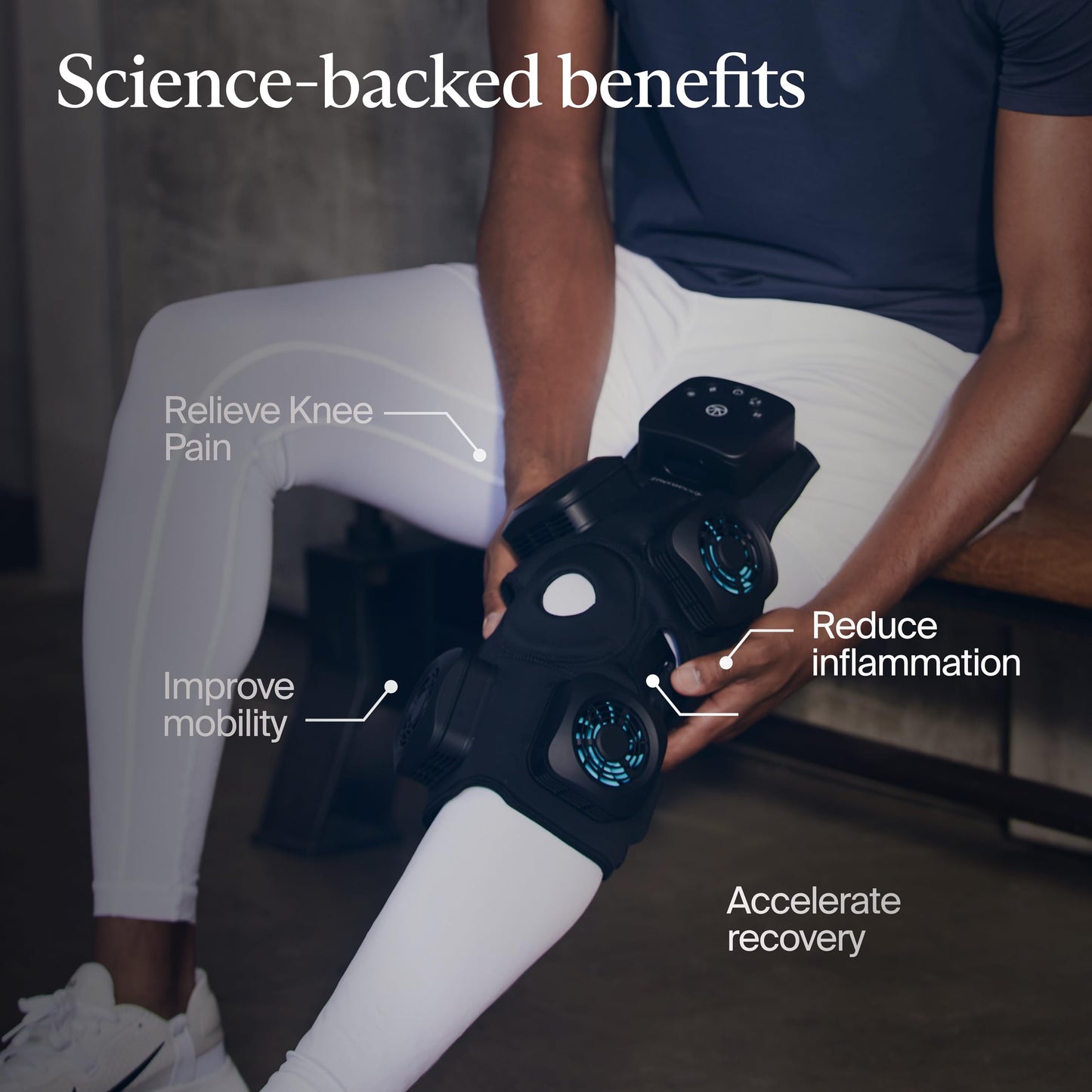 Therabody RecoveryTherm Knee - Contrast Therapy Wrap - Hot & Cold Vibration Wrap for Athletes - Advanced Contrast Therapy for Knee Pain Relief with Cryothermal Technology - One Size Fits All