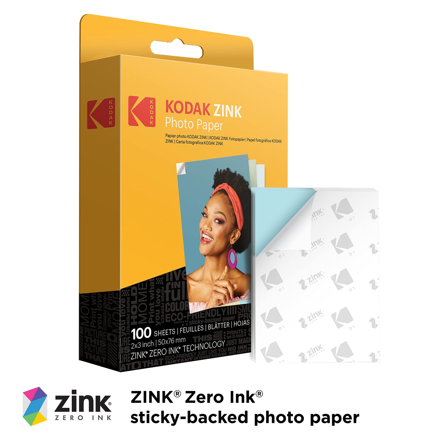 KODAK 2"x3" Premium Photo Paper (100 Sheets) Compatible with PRINTOMATIC, Smile and Step Cameras and Printers (Packaging May Vary)