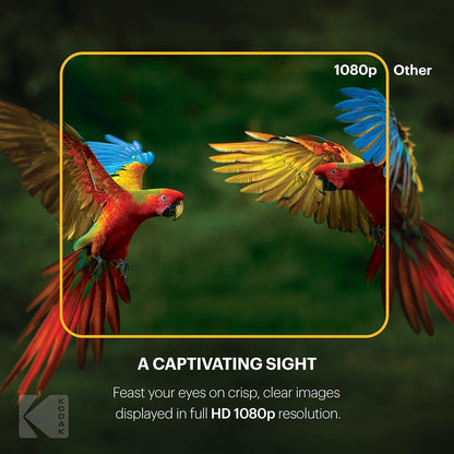 KODAK FLIK HD9 Smart Projector | Mini White Portable Indoor & Outdoor Movie with Android TV Streaming Apps, Wi-Fi and Bluetooth, Built-In Speakers & Voice Remote | FHD 1080p for Screens Up to 120”