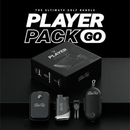 Blue Tees Golf Player Pack GO Bundle - Series 3 Max+ Rangefinder with Premium Case, The Player GO GPS Equipped Magnetic Speaker & Premium 6-in-1 Utility Divot Tool - The Complete Golf Bundle