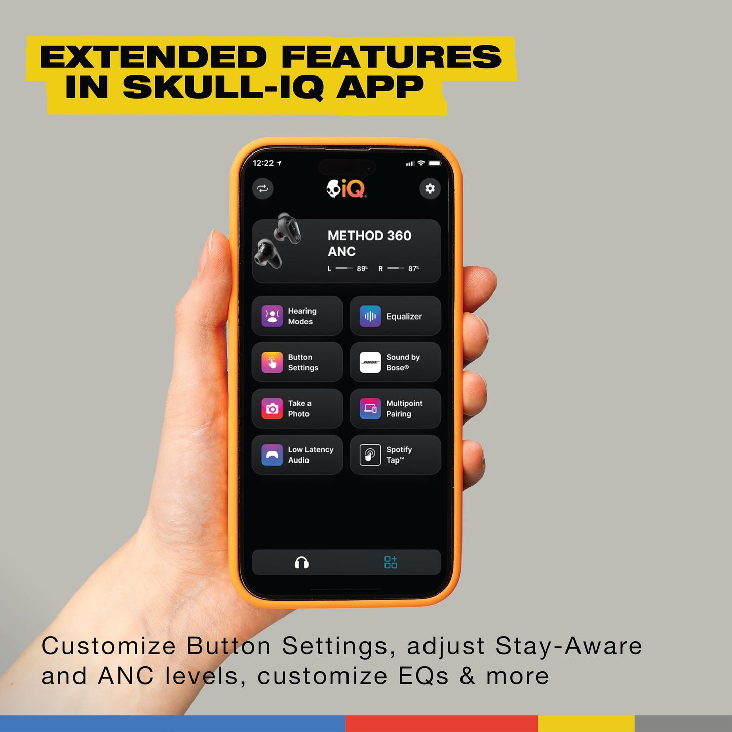 Skullcandy Method 360 ANC Wireless Earbuds, Sound by Bose, Bluetooth Headphones, Premium Noise Cancelling, Up to 40 Hrs Battery, Sweat and Water Resistant, Microphone for iPhone Android - Plasma