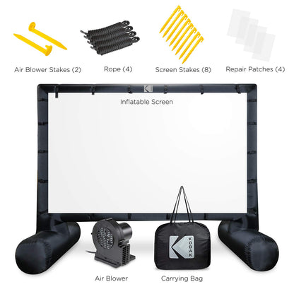 KODAK Inflatable Outdoor Projector Screen | 17.5 Feet, Blow-Up Screen for Movies, TV, Sports Games & More | Includes Air Pump, Storage Carry Case, Stakes, Repair Patches
